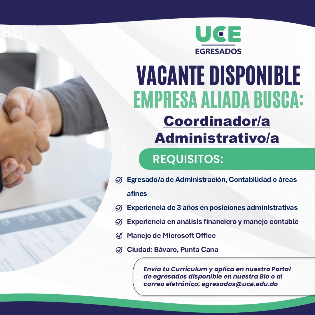 En este momento estás viendo Coordinador/a Administrativo/a