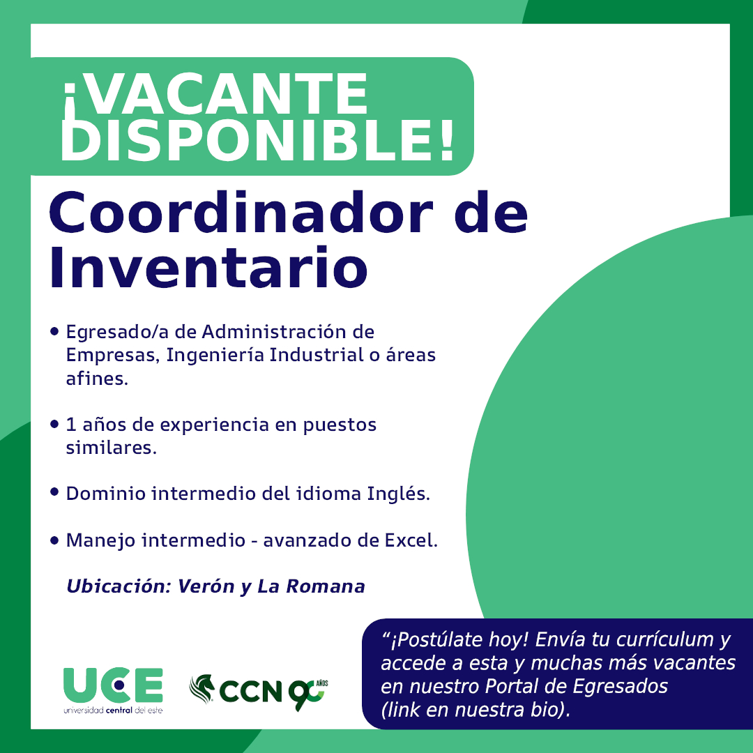 En este momento estás viendo Coordinador de Inventario